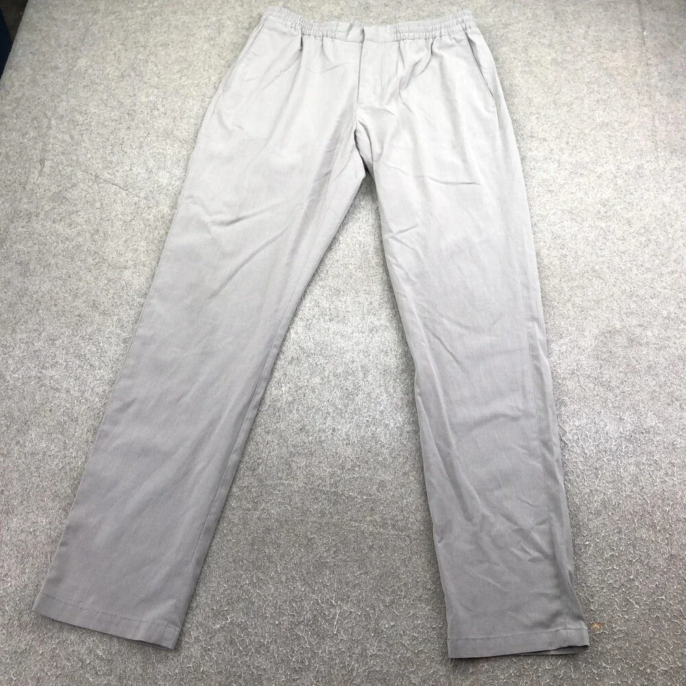 Calibrate Pants Mens Meidum Gray Woven Chino Straight Elastic Waist Casual